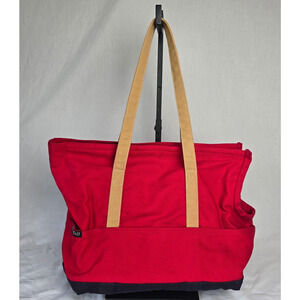 Love Thy Beast Pet Carrying Tote Medium Red & Blue & Tan